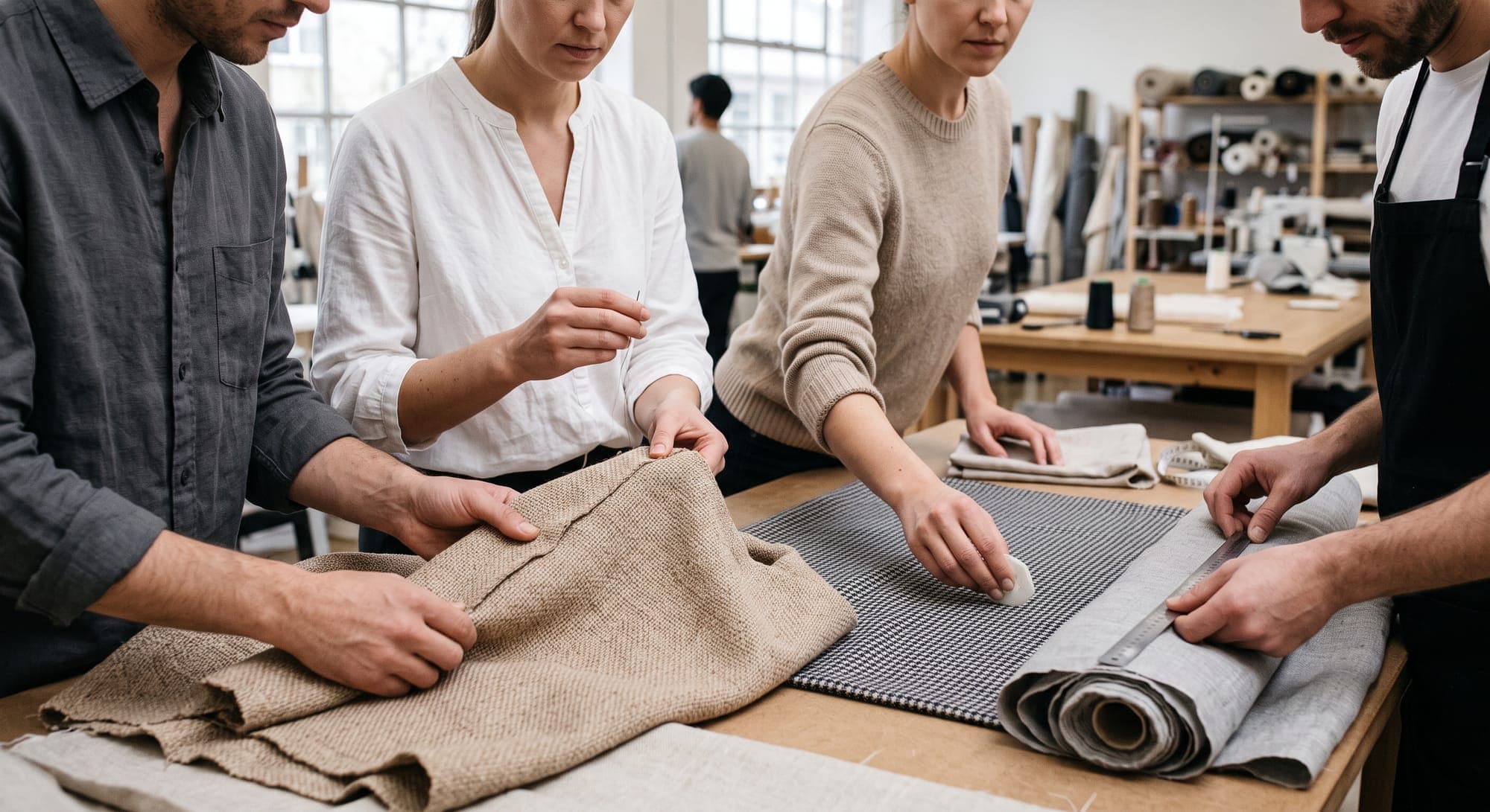 Arbeiten bei Texside — das Team in der Manufaktur in Wien